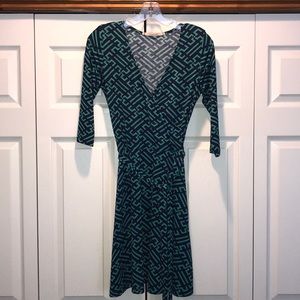 41 Hawthorn Geometric Print Faux Wrap Dress XS